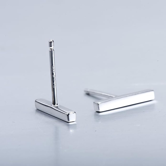 Sterling Silver Bar Earrings 2 sizes - Picture 3 of 10